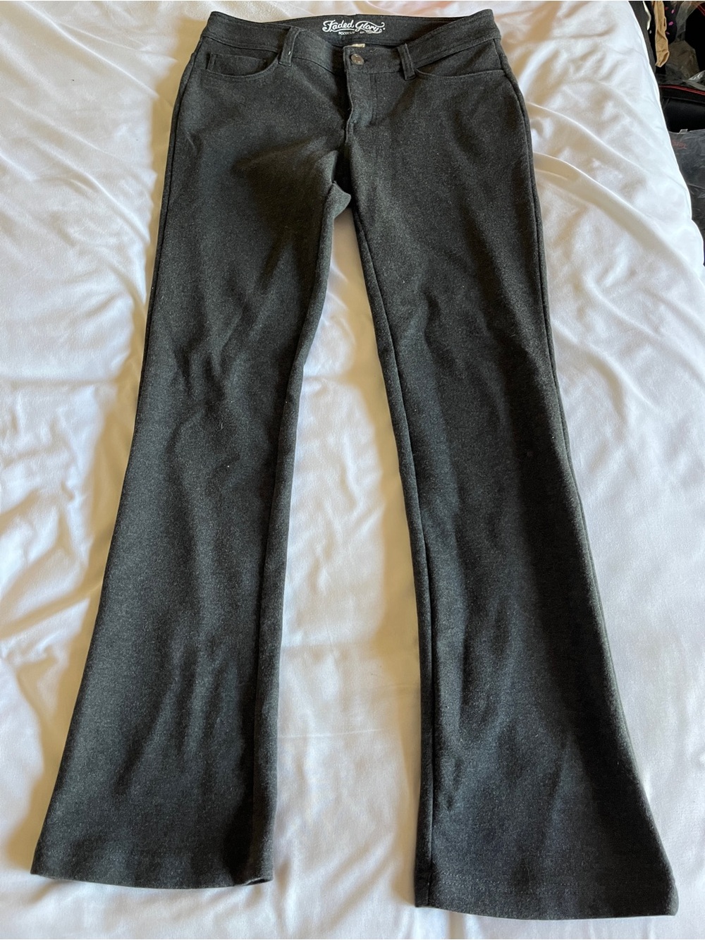 Faded Glory Dark Gray Bootcut Knit Pants Size 6P Petite Cotton Stretch